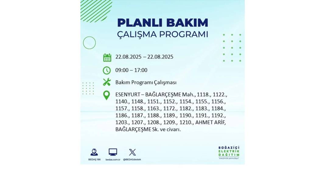 O ilçelerde elektrik olmayacak: BEDAŞ 22 Ağustos Cuma günü elektrik kesintisi yaşayacak ilçeleri sıraladı! 25
