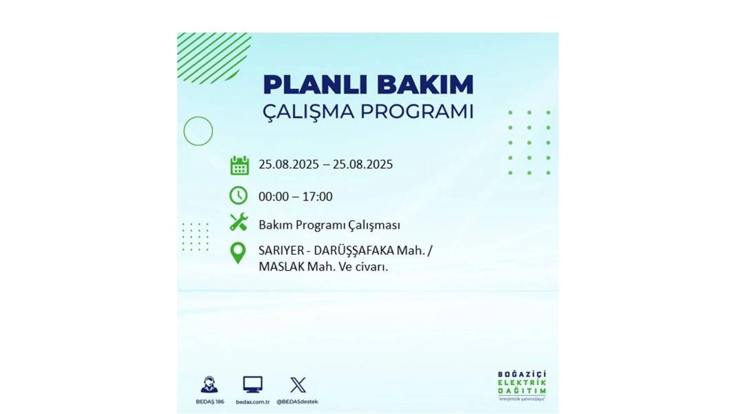 O ilçelerde saatlerce elektrik olmayacak: BEDAŞ 25 Ağustos Pazartesi elektrik kesintisi yaşayacak ilçeleri sıraladı! 8