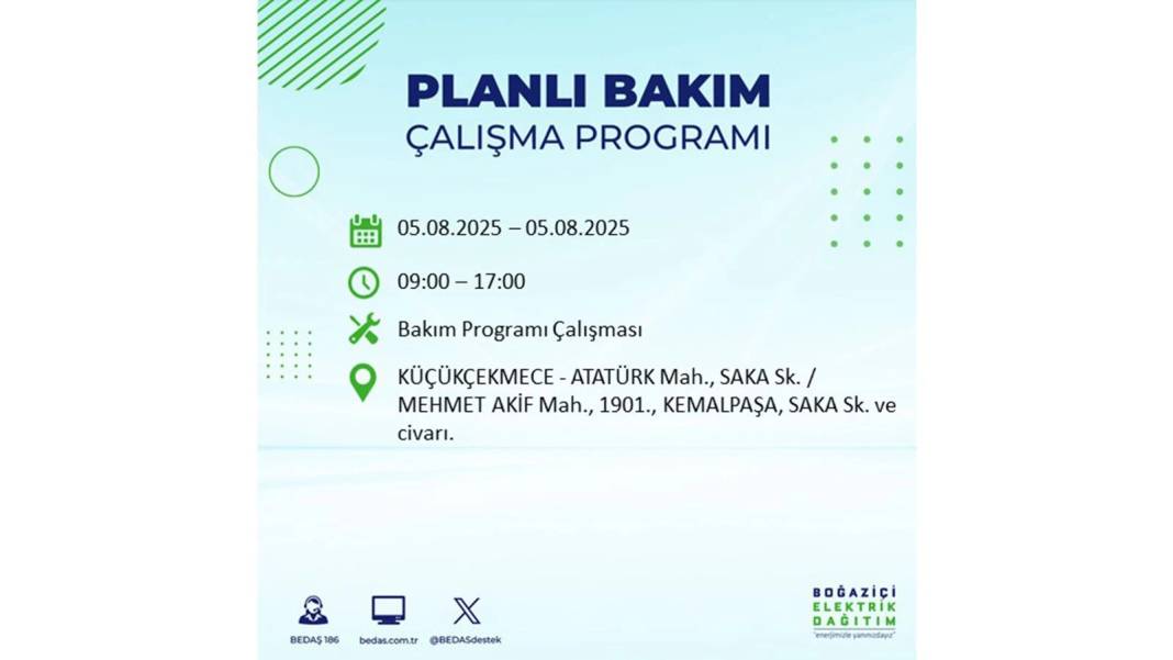 BÜYÜK ELEKTRİK KESİNTİSİ YAŞANACAK: BEDAŞ 5 Ağustos Salı elektrik kesintisi yaşayacak ilçeleri sıraladı! 78