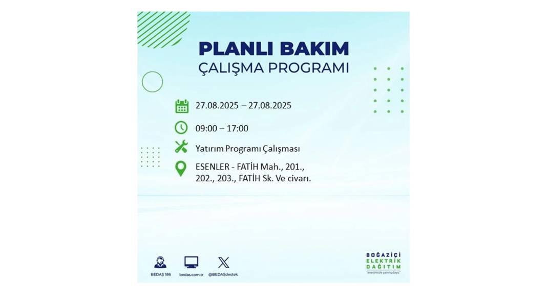 O ilçelerde elektrik olmayacak: BEDAŞ 27 Ağustos Çarşamba günü elektrik kesintisi yaşayacak ilçeleri sıraladı! 51