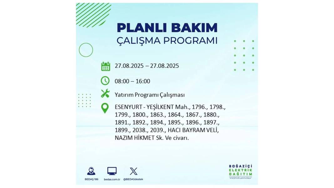 O ilçelerde elektrik olmayacak: BEDAŞ 27 Ağustos Çarşamba günü elektrik kesintisi yaşayacak ilçeleri sıraladı! 49