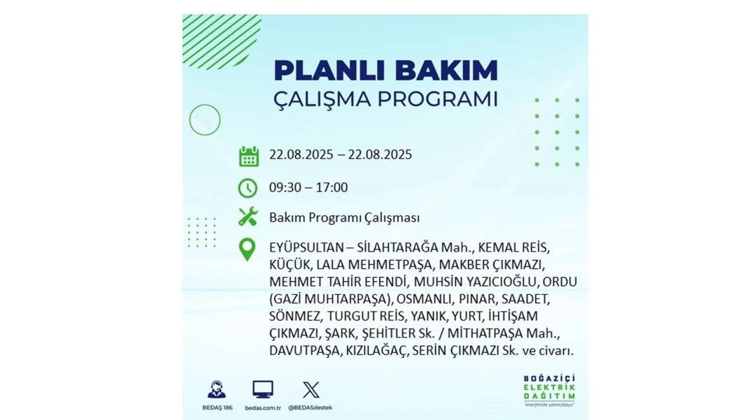 O ilçelerde elektrik olmayacak: BEDAŞ 22 Ağustos Cuma günü elektrik kesintisi yaşayacak ilçeleri sıraladı! 22