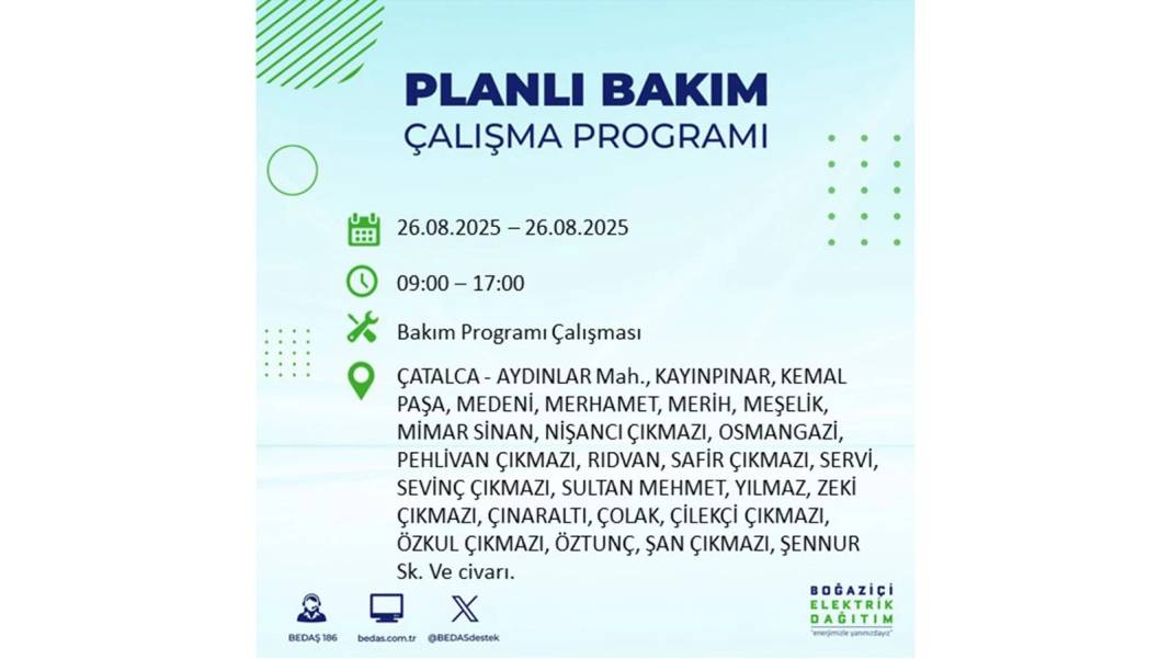O ilçelerde saatlerce elektrik olmayacak: BEDAŞ 26 Ağustos Salı elektrik kesintisi yaşayacak ilçeleri duyurdu! 58