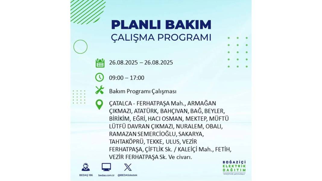 O ilçelerde saatlerce elektrik olmayacak: BEDAŞ 26 Ağustos Salı elektrik kesintisi yaşayacak ilçeleri duyurdu! 57