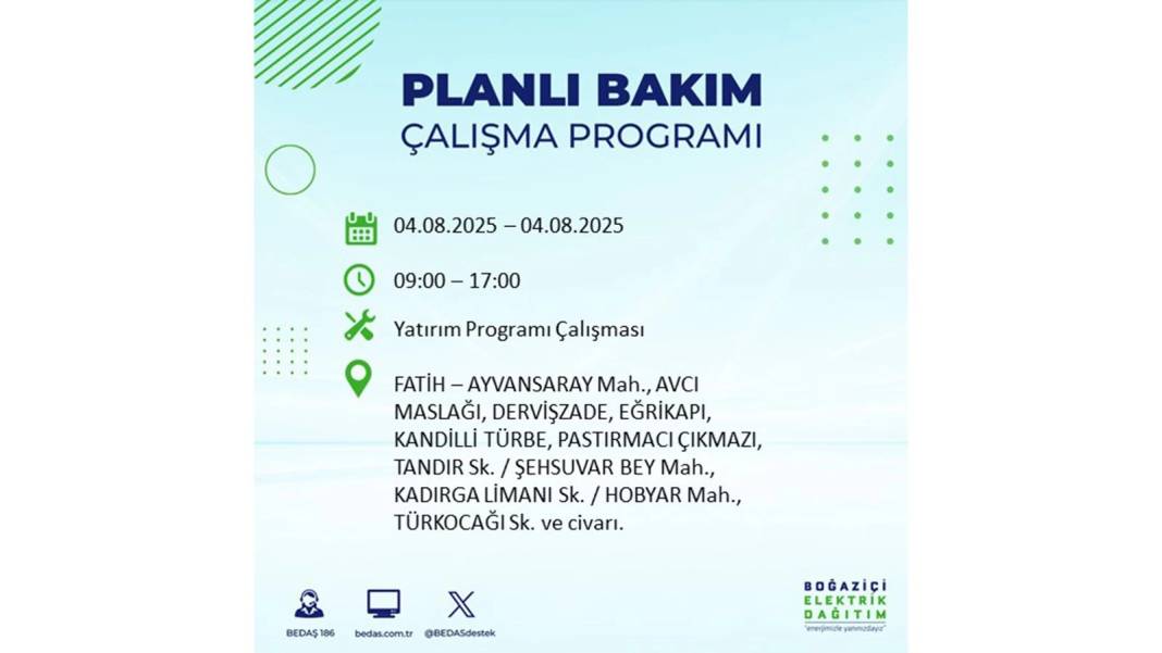 BÜYÜK ELEKTRİK KESİNTİSİ YAŞANACAK: BEDAŞ 4 Ağustos Pazartesi elektrik kesintisi yaşayacak ilçeleri sıraladı! 34