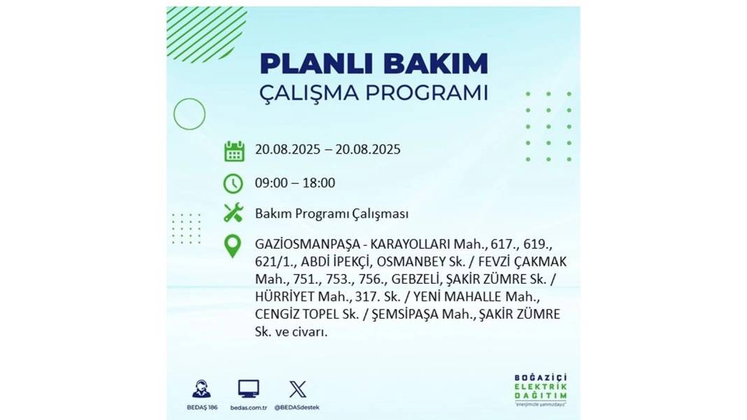 O ilçelerde elektrik olmayacak: BEDAŞ 20 Ağustos Çarşamba elektrik kesintisi yaşayacak ilçeleri sıraladı 23