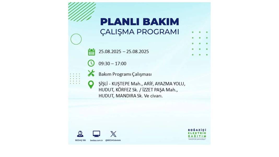 O ilçelerde saatlerce elektrik olmayacak: BEDAŞ 25 Ağustos Pazartesi elektrik kesintisi yaşayacak ilçeleri sıraladı! 5