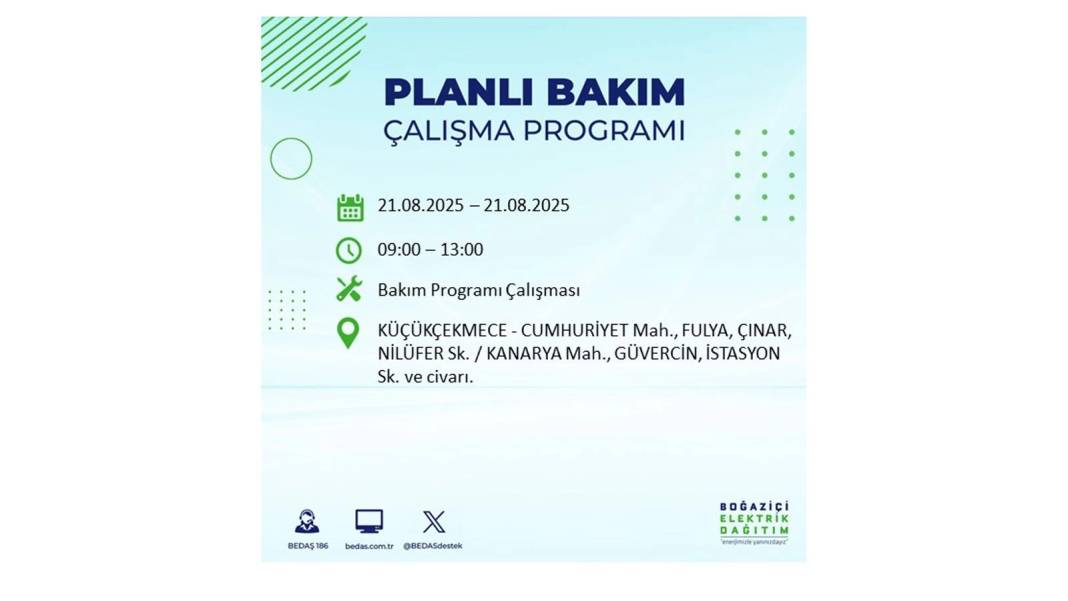 O ilçelerde elektrik olmayacak: BEDAŞ 21 Ağustos Perşembe günü elektrik kesintisi yaşayacak ilçeleri sıraladı! 14