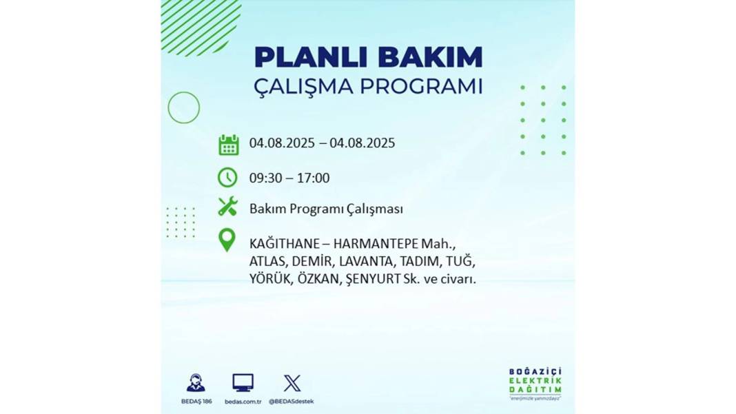 BÜYÜK ELEKTRİK KESİNTİSİ YAŞANACAK: BEDAŞ 4 Ağustos Pazartesi elektrik kesintisi yaşayacak ilçeleri sıraladı! 32