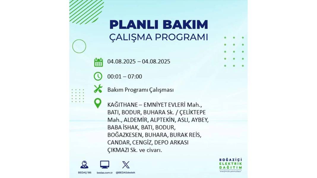 BÜYÜK ELEKTRİK KESİNTİSİ YAŞANACAK: BEDAŞ 4 Ağustos Pazartesi elektrik kesintisi yaşayacak ilçeleri sıraladı! 31