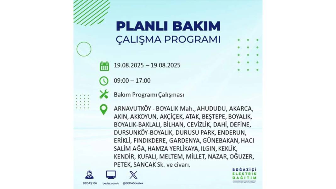 İstanbul'da o ilçelere elektrik verilmeyecek: BEDAŞ 19 Ağustos Salı elektrik kesintisi yaşayacak ilçeleri sıraladı 73