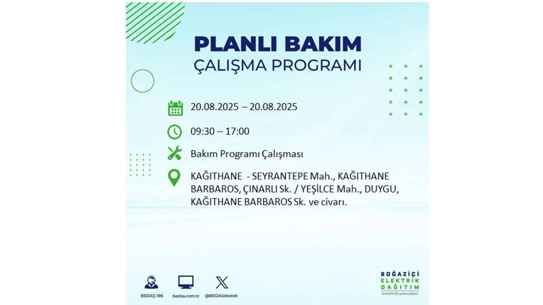 O ilçelerde elektrik olmayacak: BEDAŞ 20 Ağustos Çarşamba elektrik kesintisi yaşayacak ilçeleri sıraladı 21
