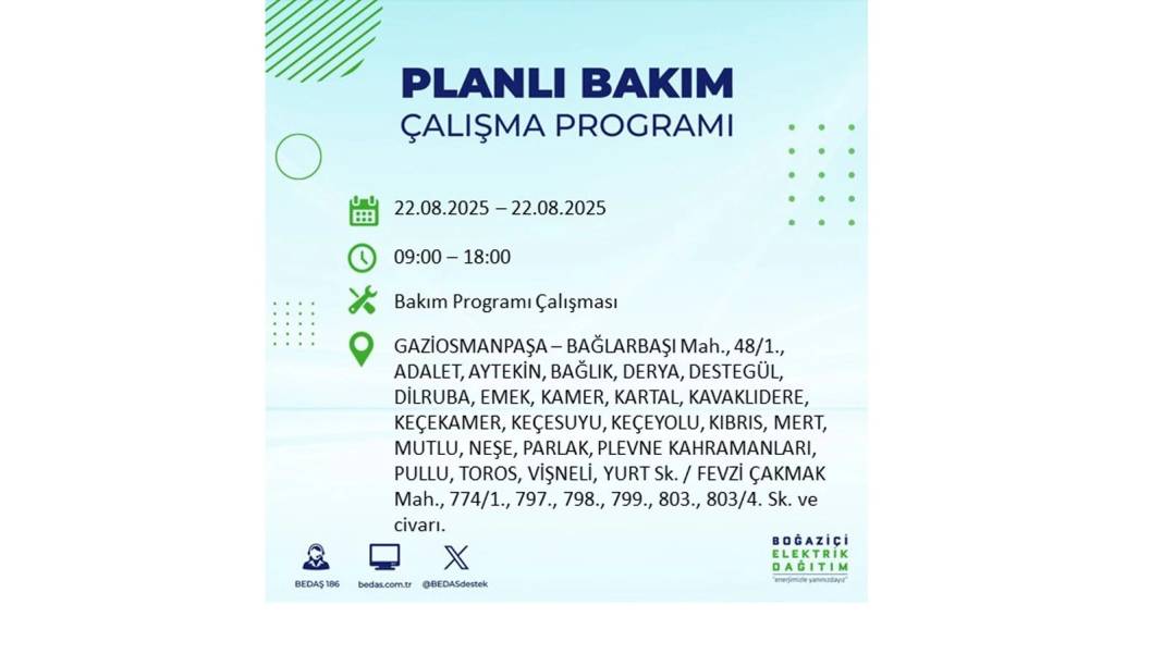 O ilçelerde elektrik olmayacak: BEDAŞ 22 Ağustos Cuma günü elektrik kesintisi yaşayacak ilçeleri sıraladı! 18