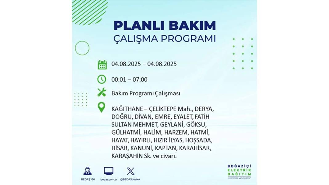 BÜYÜK ELEKTRİK KESİNTİSİ YAŞANACAK: BEDAŞ 4 Ağustos Pazartesi elektrik kesintisi yaşayacak ilçeleri sıraladı! 30