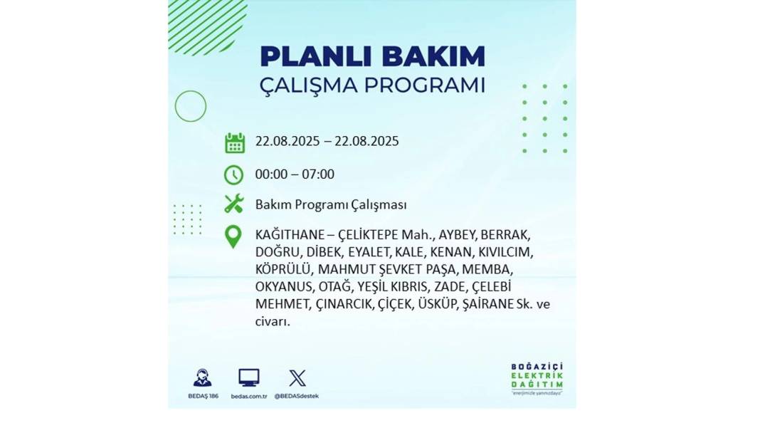O ilçelerde elektrik olmayacak: BEDAŞ 22 Ağustos Cuma günü elektrik kesintisi yaşayacak ilçeleri sıraladı! 12
