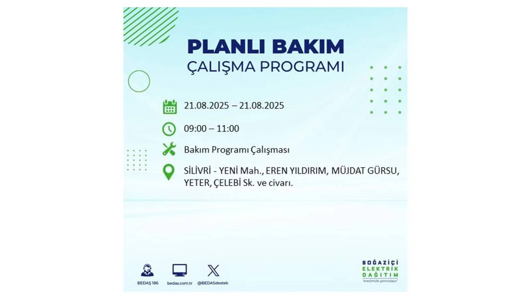 O ilçelerde elektrik olmayacak: BEDAŞ 21 Ağustos Perşembe günü elektrik kesintisi yaşayacak ilçeleri sıraladı! 8