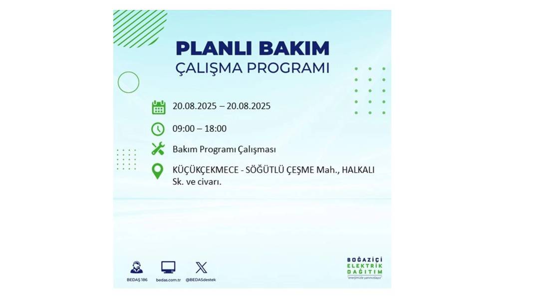 O ilçelerde elektrik olmayacak: BEDAŞ 20 Ağustos Çarşamba elektrik kesintisi yaşayacak ilçeleri sıraladı 20