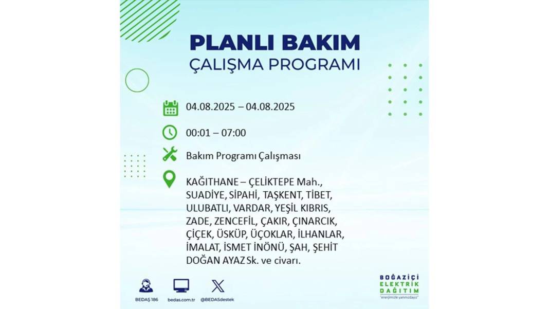 BÜYÜK ELEKTRİK KESİNTİSİ YAŞANACAK: BEDAŞ 4 Ağustos Pazartesi elektrik kesintisi yaşayacak ilçeleri sıraladı! 27