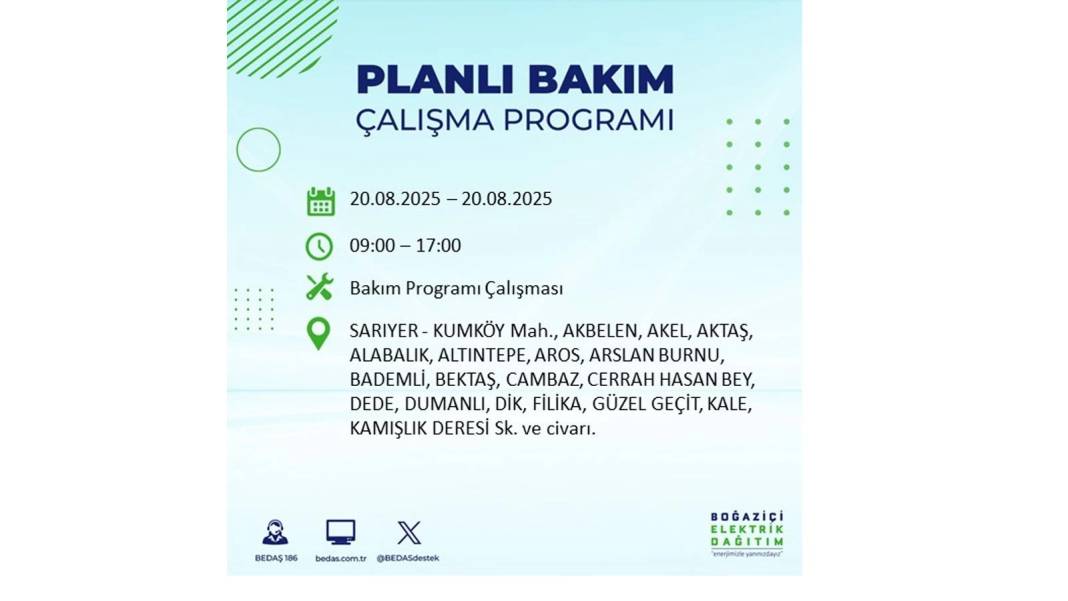 O ilçelerde elektrik olmayacak: BEDAŞ 20 Ağustos Çarşamba elektrik kesintisi yaşayacak ilçeleri sıraladı 17