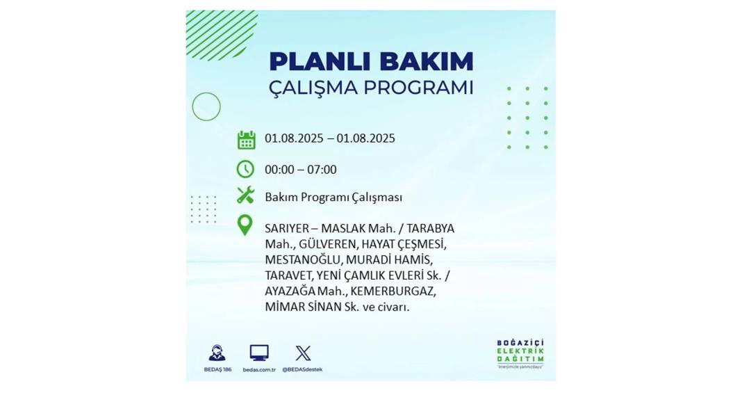 BÜYÜK ELEKTRİK KESİNTİSİ YAŞANACAK: BEDAŞ 1 Ağustos Cuma elektrik kesintisi yaşayacak ilçeleri sıraladı! 17