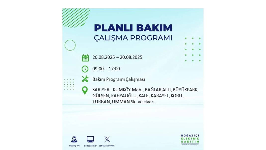 O ilçelerde elektrik olmayacak: BEDAŞ 20 Ağustos Çarşamba elektrik kesintisi yaşayacak ilçeleri sıraladı 15