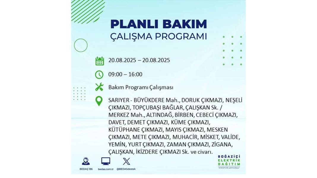 O ilçelerde elektrik olmayacak: BEDAŞ 20 Ağustos Çarşamba elektrik kesintisi yaşayacak ilçeleri sıraladı 13