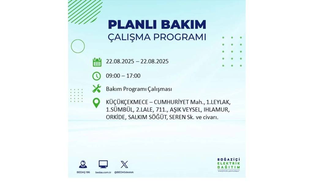 O ilçelerde elektrik olmayacak: BEDAŞ 22 Ağustos Cuma günü elektrik kesintisi yaşayacak ilçeleri sıraladı! 9
