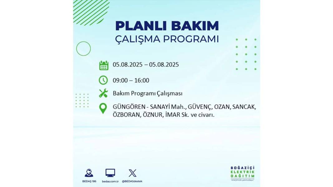 BÜYÜK ELEKTRİK KESİNTİSİ YAŞANACAK: BEDAŞ 5 Ağustos Salı elektrik kesintisi yaşayacak ilçeleri sıraladı! 61