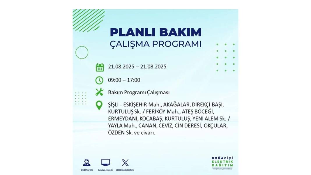 O ilçelerde elektrik olmayacak: BEDAŞ 21 Ağustos Perşembe günü elektrik kesintisi yaşayacak ilçeleri sıraladı! 1