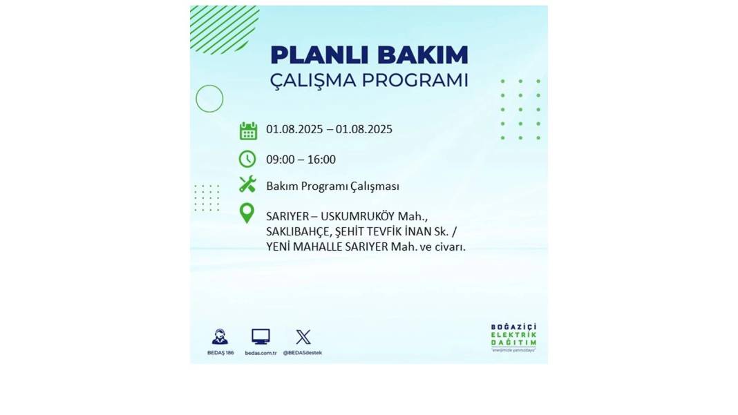 BÜYÜK ELEKTRİK KESİNTİSİ YAŞANACAK: BEDAŞ 1 Ağustos Cuma elektrik kesintisi yaşayacak ilçeleri sıraladı! 15