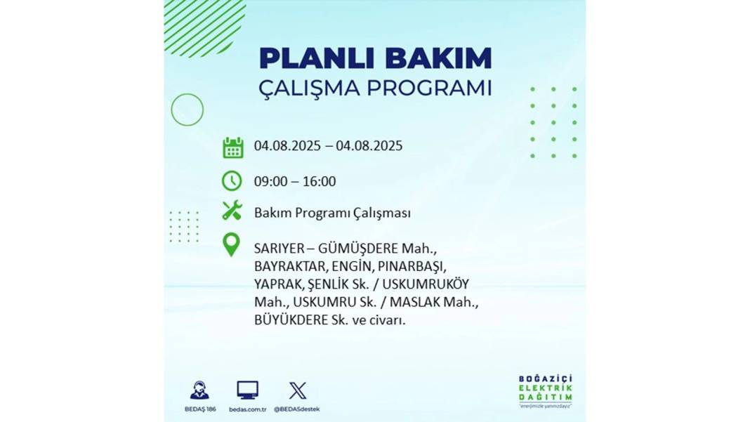 BÜYÜK ELEKTRİK KESİNTİSİ YAŞANACAK: BEDAŞ 4 Ağustos Pazartesi elektrik kesintisi yaşayacak ilçeleri sıraladı! 21