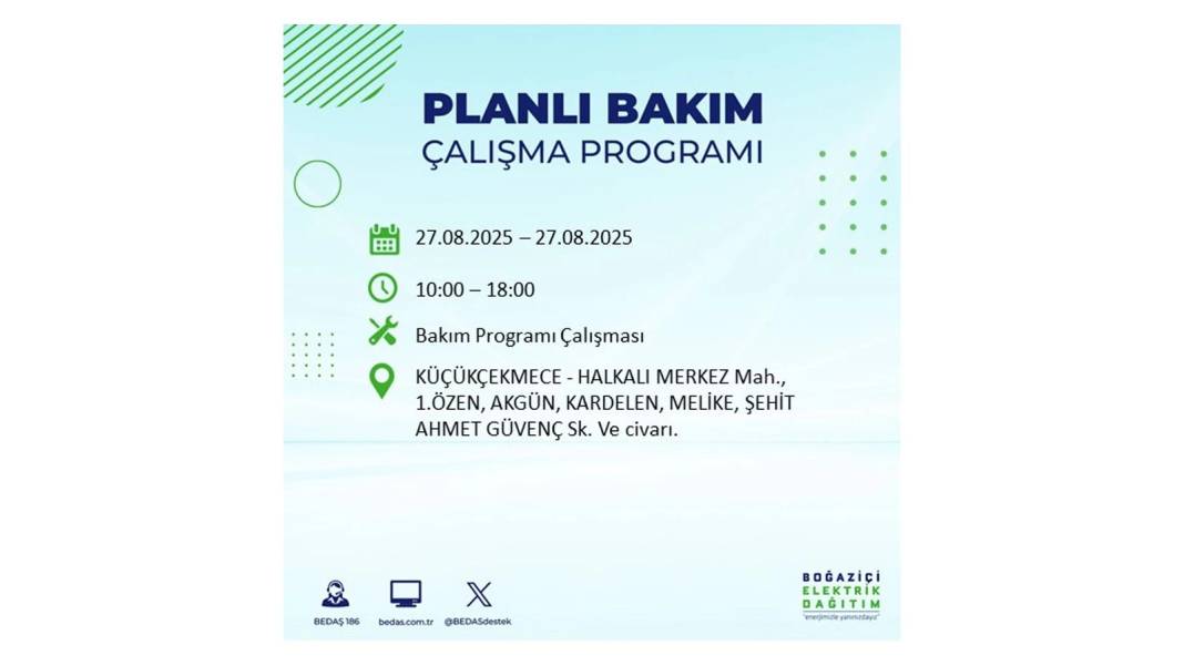 O ilçelerde elektrik olmayacak: BEDAŞ 27 Ağustos Çarşamba günü elektrik kesintisi yaşayacak ilçeleri sıraladı! 32
