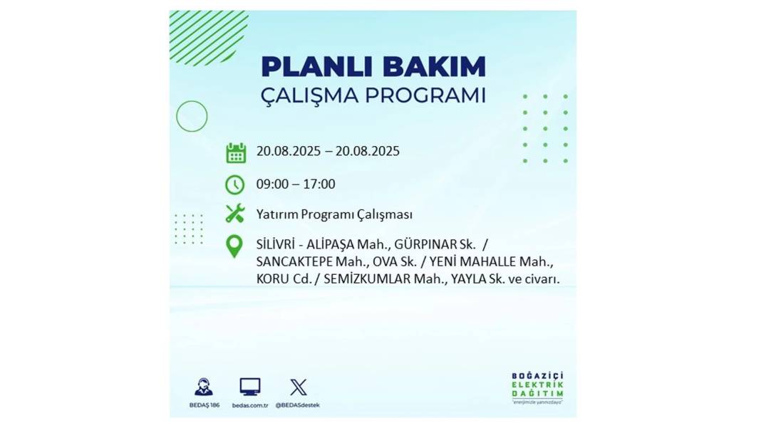 O ilçelerde elektrik olmayacak: BEDAŞ 20 Ağustos Çarşamba elektrik kesintisi yaşayacak ilçeleri sıraladı 10