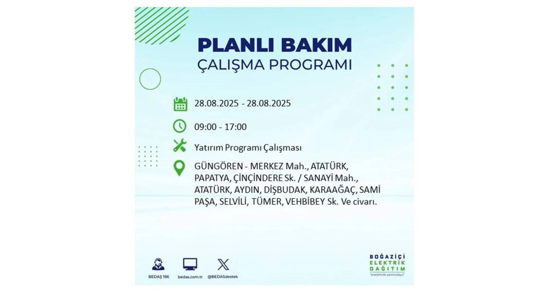 Karanlığa gömülecekler: 28 Ağustos Perşembe İstanbul'da elektrik kesintisi yaşayacak ilçeler belli oldu! 19