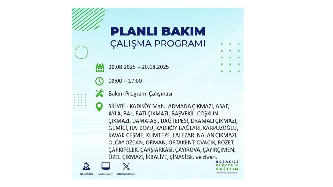 O ilçelerde elektrik olmayacak: BEDAŞ 20 Ağustos Çarşamba elektrik kesintisi yaşayacak ilçeleri sıraladı 9