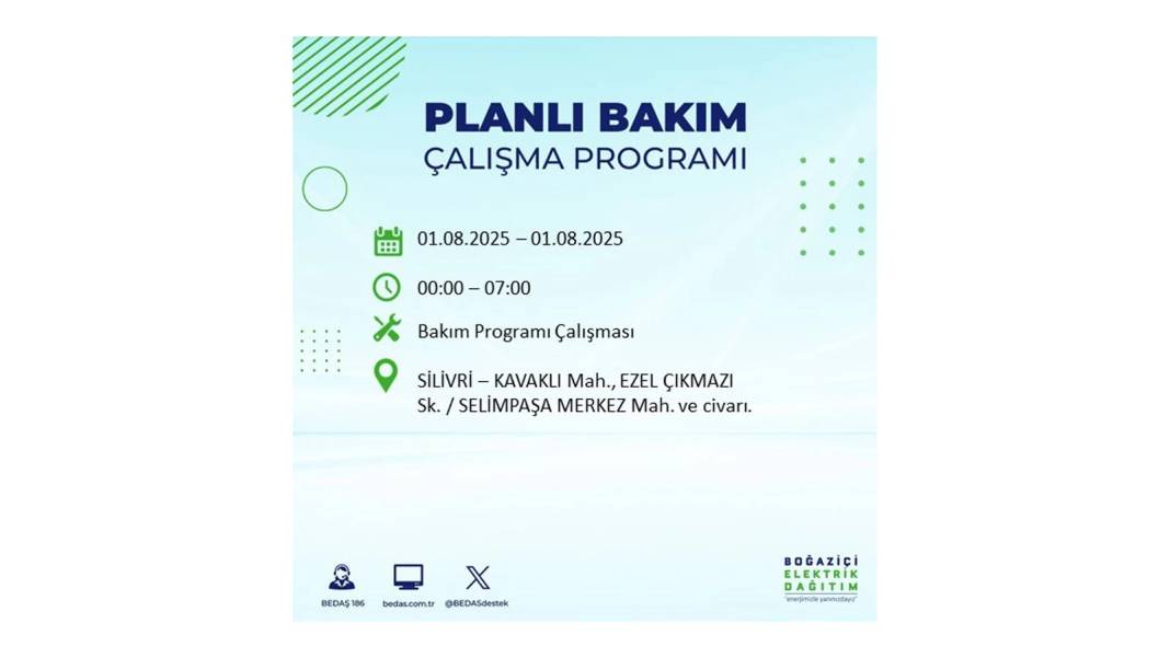 BÜYÜK ELEKTRİK KESİNTİSİ YAŞANACAK: BEDAŞ 1 Ağustos Cuma elektrik kesintisi yaşayacak ilçeleri sıraladı! 10