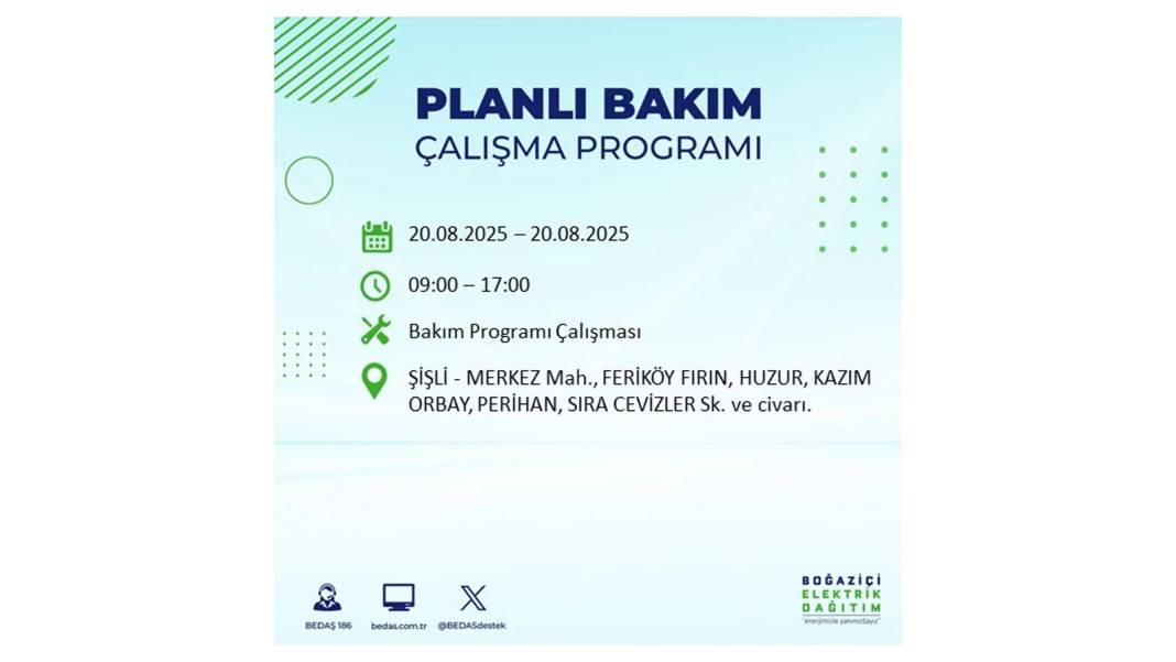O ilçelerde elektrik olmayacak: BEDAŞ 20 Ağustos Çarşamba elektrik kesintisi yaşayacak ilçeleri sıraladı 8