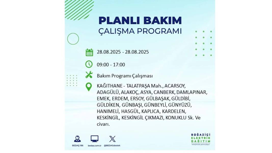 Karanlığa gömülecekler: 28 Ağustos Perşembe İstanbul'da elektrik kesintisi yaşayacak ilçeler belli oldu! 20