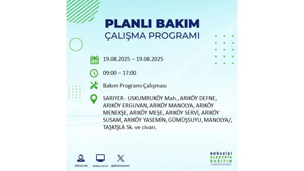 İstanbul'da o ilçelere elektrik verilmeyecek: BEDAŞ 19 Ağustos Salı elektrik kesintisi yaşayacak ilçeleri sıraladı 24