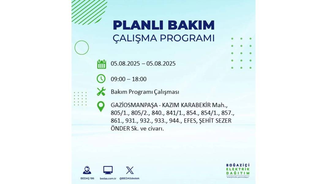 BÜYÜK ELEKTRİK KESİNTİSİ YAŞANACAK: BEDAŞ 5 Ağustos Salı elektrik kesintisi yaşayacak ilçeleri sıraladı! 52