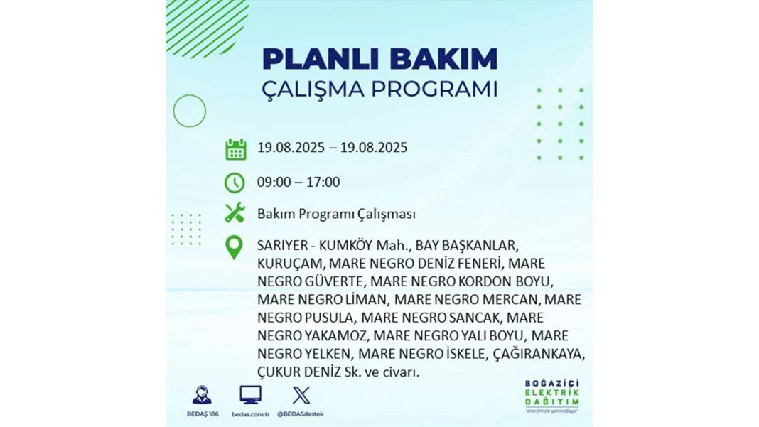 İstanbul'da o ilçelere elektrik verilmeyecek: BEDAŞ 19 Ağustos Salı elektrik kesintisi yaşayacak ilçeleri sıraladı 22