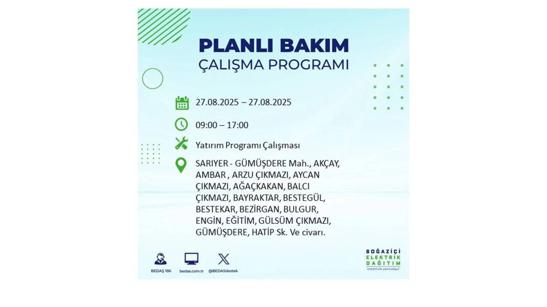O ilçelerde elektrik olmayacak: BEDAŞ 27 Ağustos Çarşamba günü elektrik kesintisi yaşayacak ilçeleri sıraladı! 24