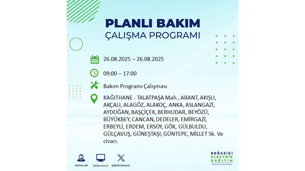 O ilçelerde saatlerce elektrik olmayacak: BEDAŞ 26 Ağustos Salı elektrik kesintisi yaşayacak ilçeleri duyurdu! 33