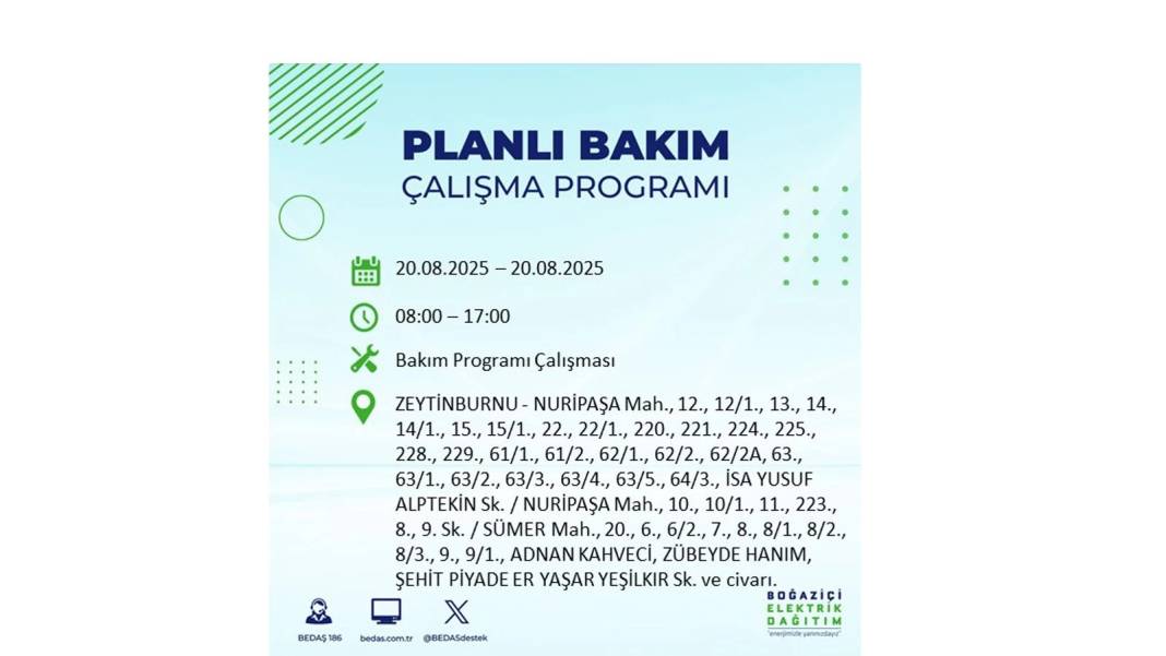O ilçelerde elektrik olmayacak: BEDAŞ 20 Ağustos Çarşamba elektrik kesintisi yaşayacak ilçeleri sıraladı 3