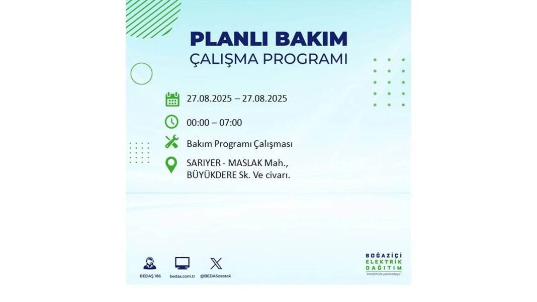 O ilçelerde elektrik olmayacak: BEDAŞ 27 Ağustos Çarşamba günü elektrik kesintisi yaşayacak ilçeleri sıraladı! 26