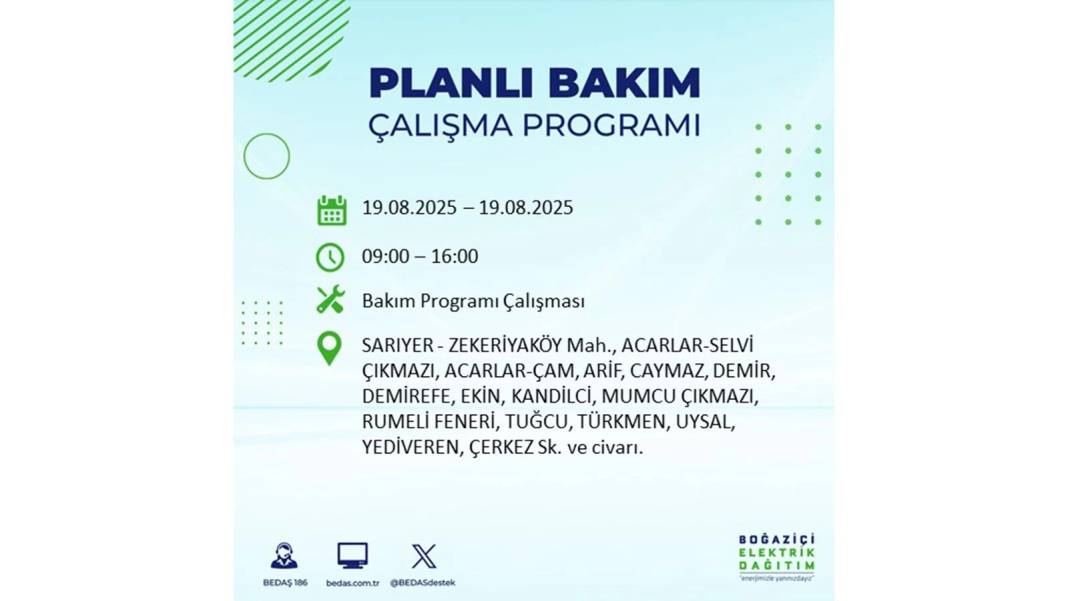 İstanbul'da o ilçelere elektrik verilmeyecek: BEDAŞ 19 Ağustos Salı elektrik kesintisi yaşayacak ilçeleri sıraladı 18