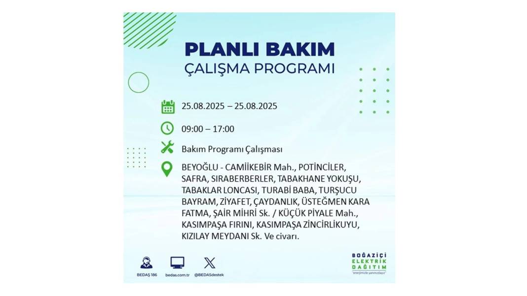 O ilçelerde saatlerce elektrik olmayacak: BEDAŞ 25 Ağustos Pazartesi elektrik kesintisi yaşayacak ilçeleri sıraladı! 33