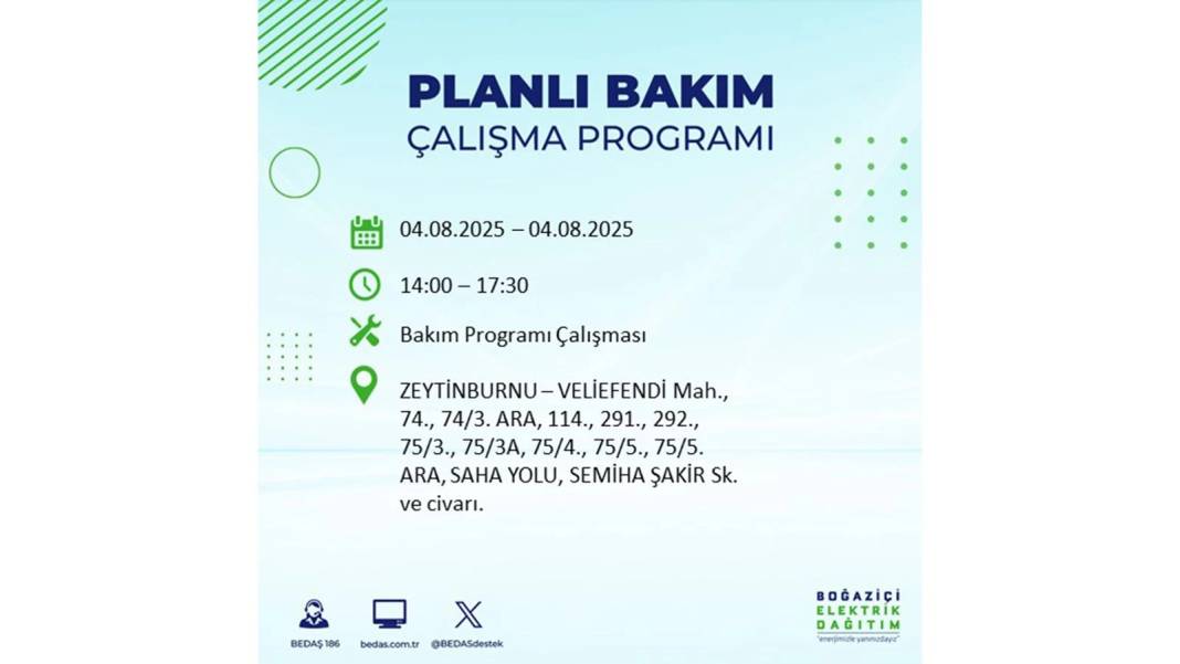 BÜYÜK ELEKTRİK KESİNTİSİ YAŞANACAK: BEDAŞ 4 Ağustos Pazartesi elektrik kesintisi yaşayacak ilçeleri sıraladı! 8