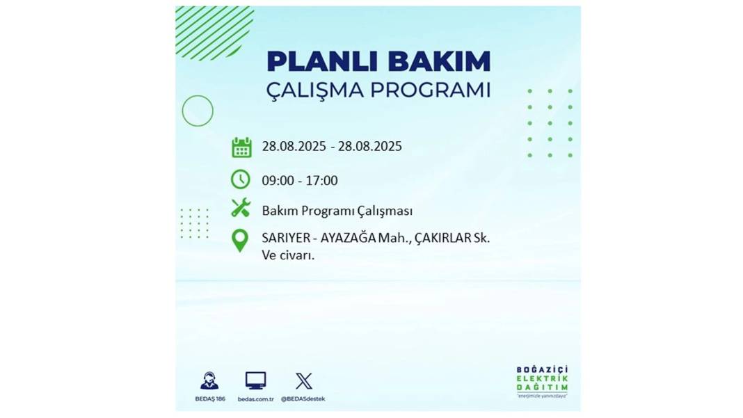 Karanlığa gömülecekler: 28 Ağustos Perşembe İstanbul'da elektrik kesintisi yaşayacak ilçeler belli oldu! 11