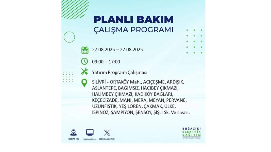 O ilçelerde elektrik olmayacak: BEDAŞ 27 Ağustos Çarşamba günü elektrik kesintisi yaşayacak ilçeleri sıraladı! 18